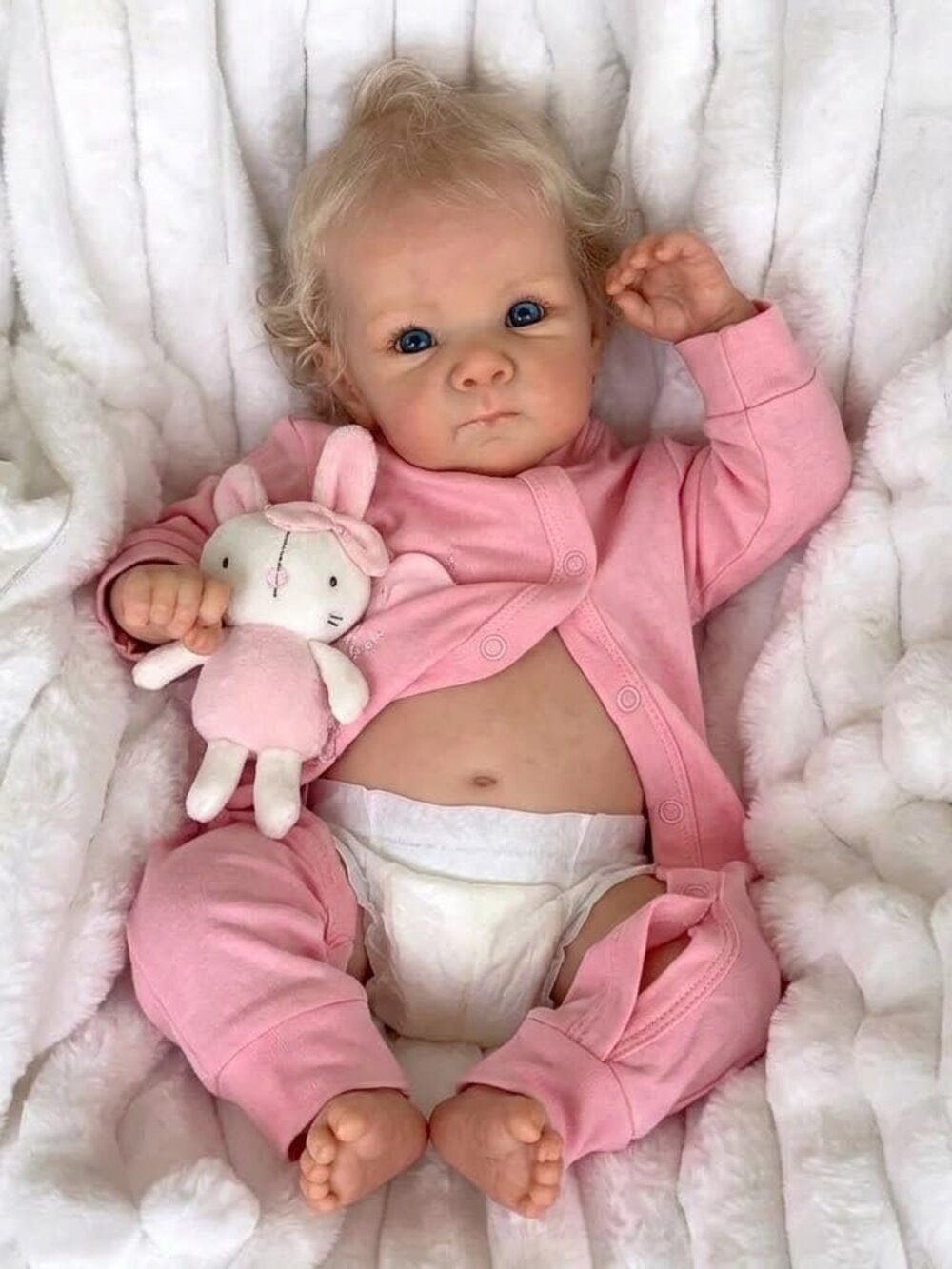 18in Reborn Baby Girl Doll Soft Body Vinyl Rooted Blonde Hair Gift Set
